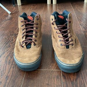 Brown suede vans high top , no box , one set of laces , size 10.5